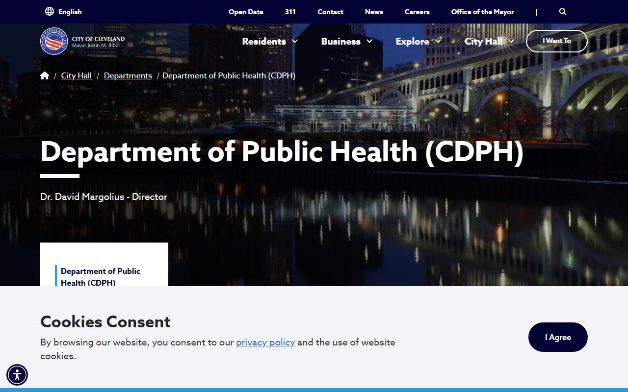 Cleveland Department of Public Health birth records page