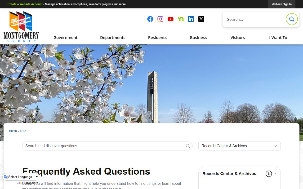 Montgomery County Probate Court FAQ page for Kettering birth records