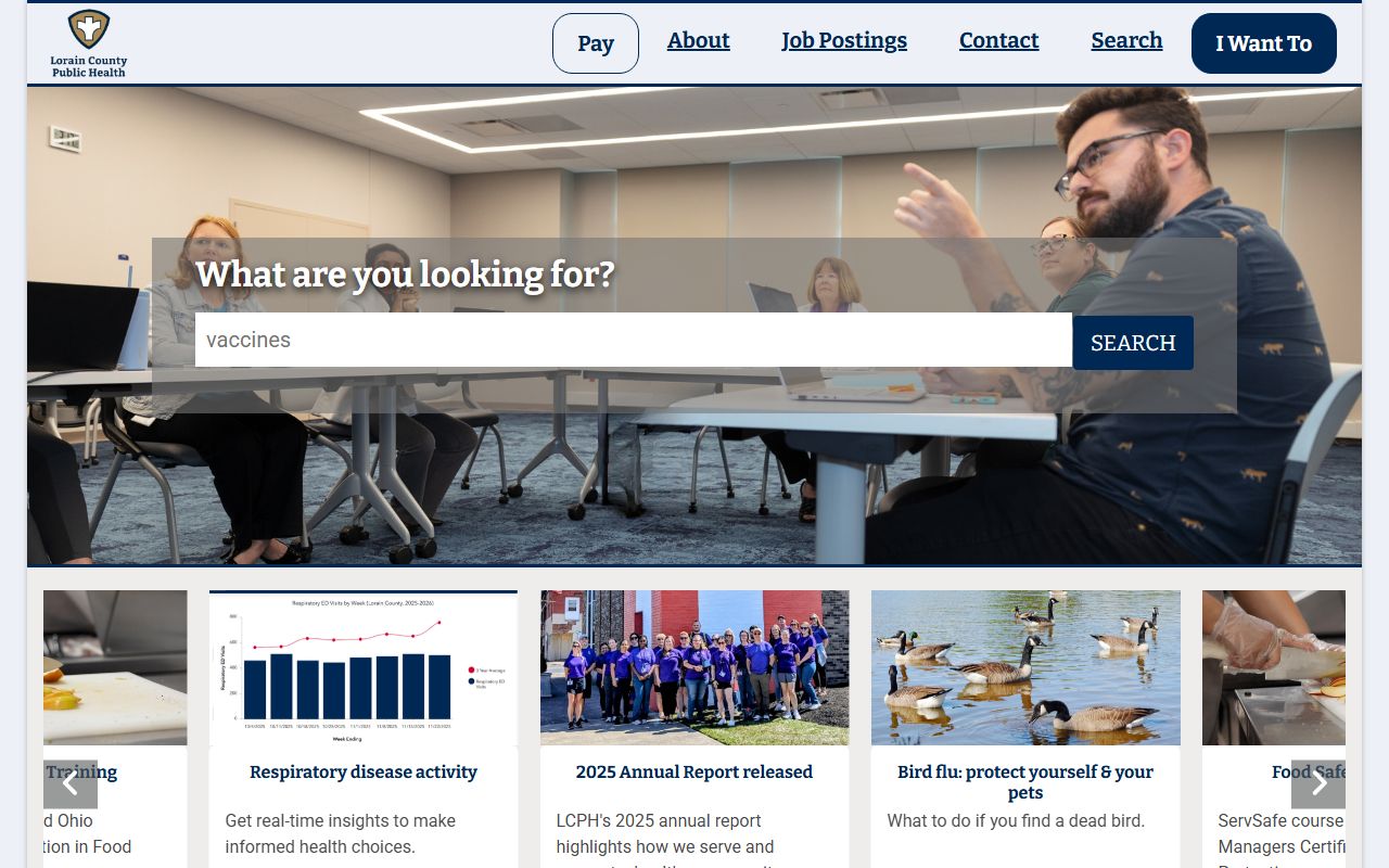 Lorain County General Health District birth records page