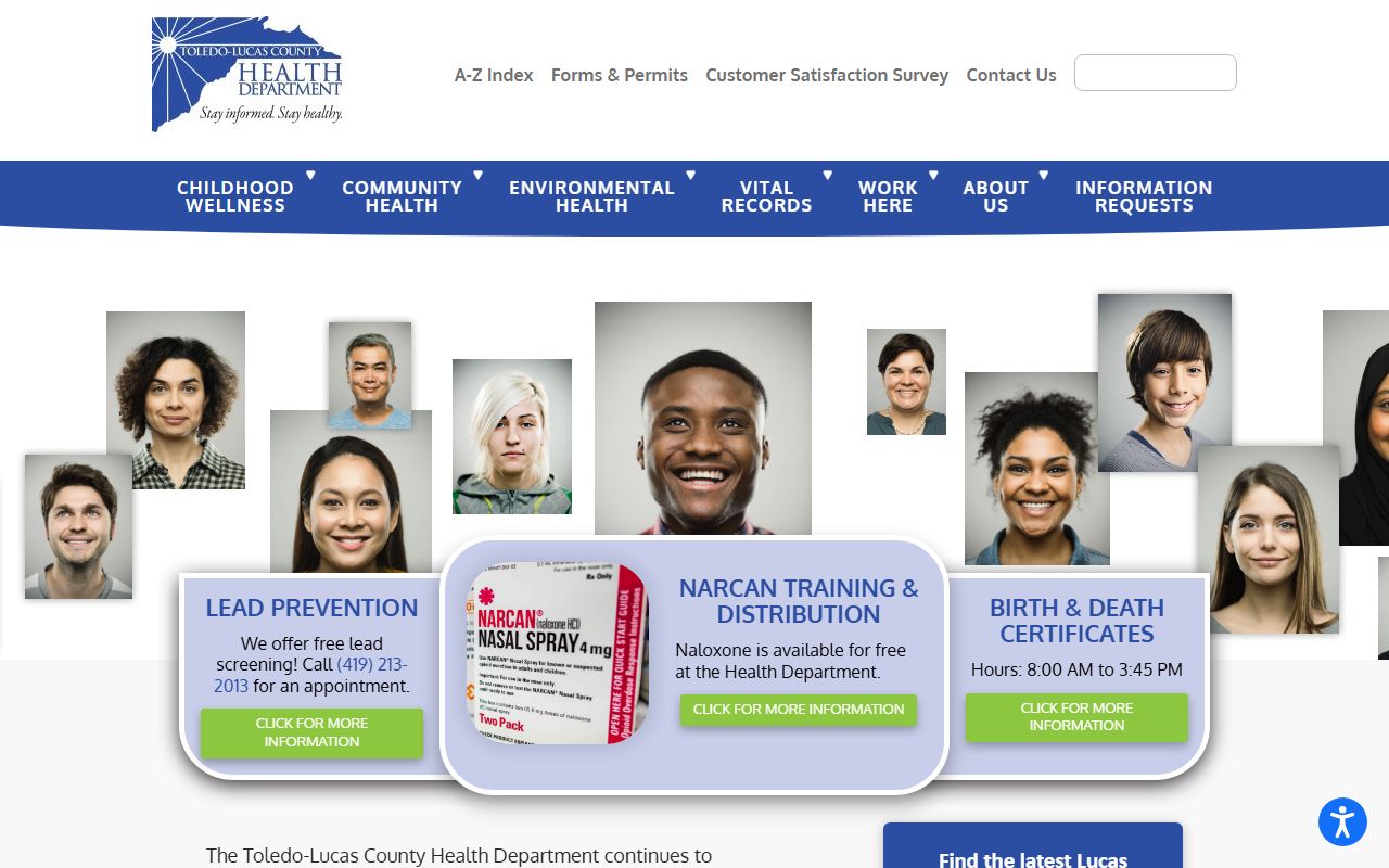 Toledo-Lucas County Health Department birth records page