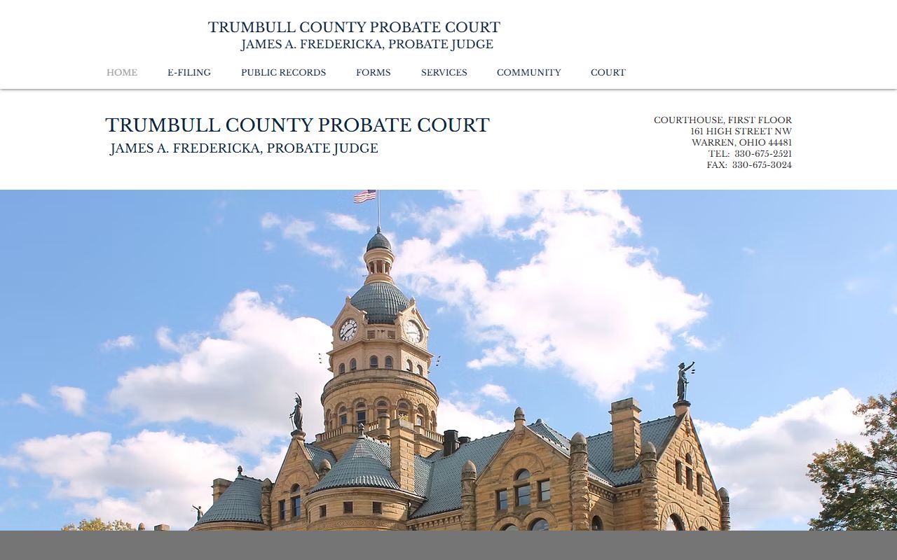 Trumbull County Probate Court records page for Warren birth records