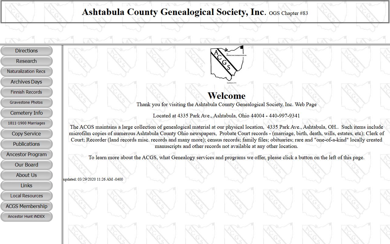 Ashtabula County Genealogical Society resources for birth record research