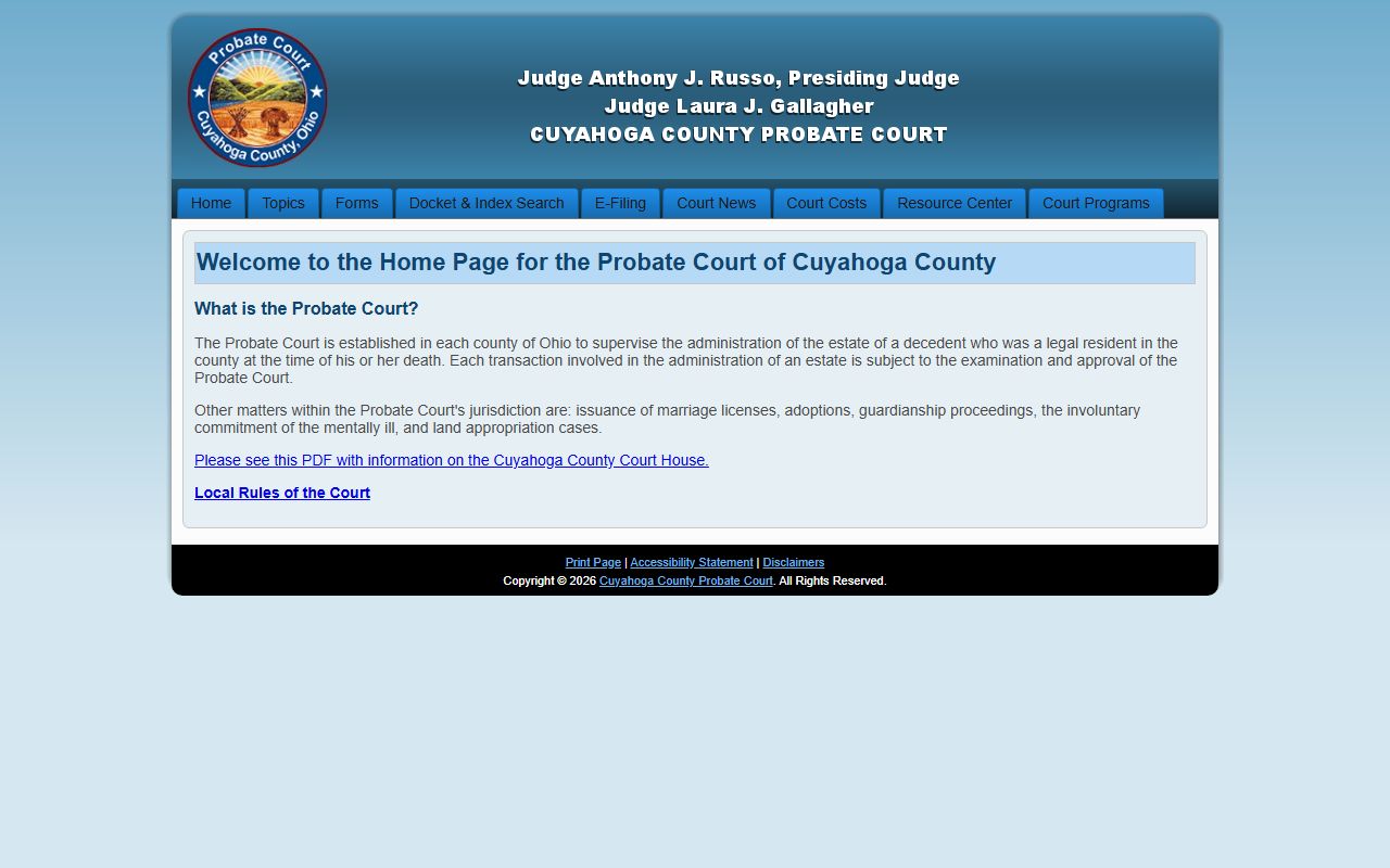 Cuyahoga County Probate Court website for historical birth records