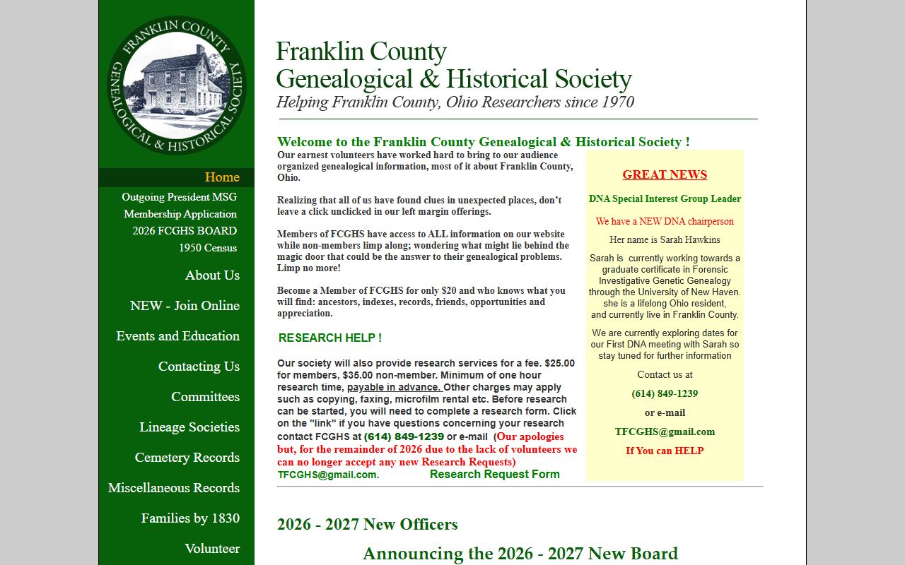Franklin County Genealogical Society website for birth records research