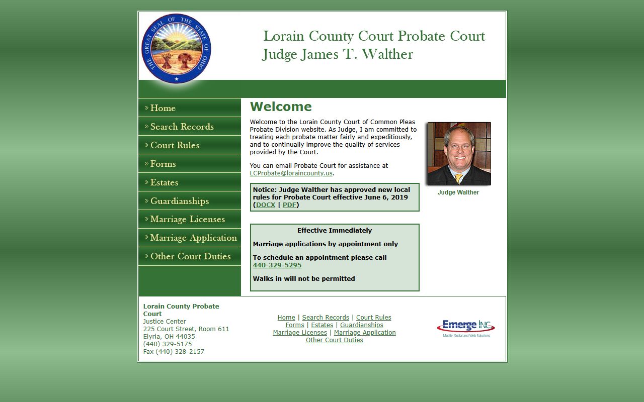 Lorain County Probate Court website for birth records
