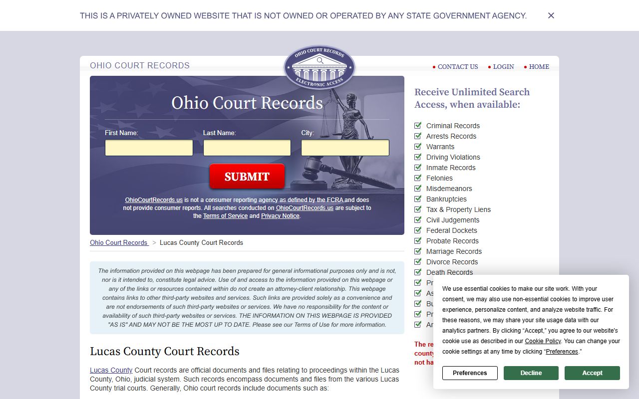 Lucas County court records portal for birth records