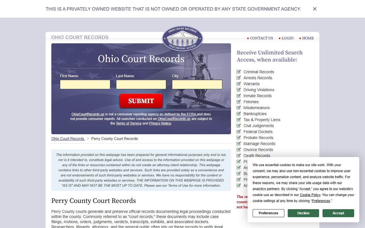 Perry County Probate Court records information page