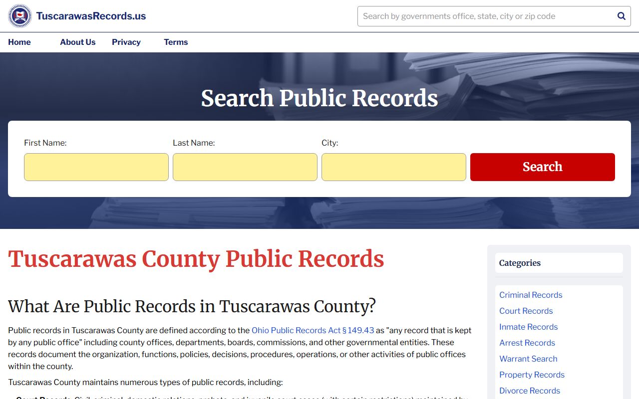 Tuscarawas County Probate Court records search for birth records